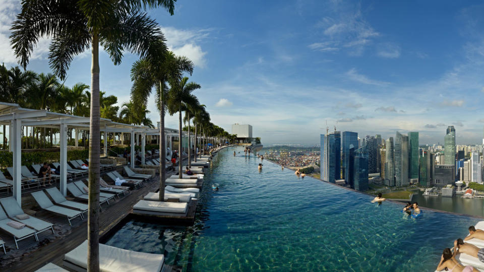 Nur für Hotelgäste: Infinity-Pool in Marina Bay Sands