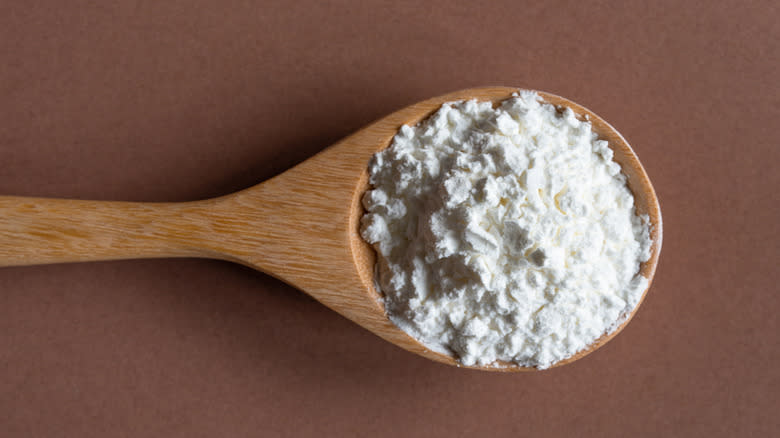 cornstarch on a wooden spoon