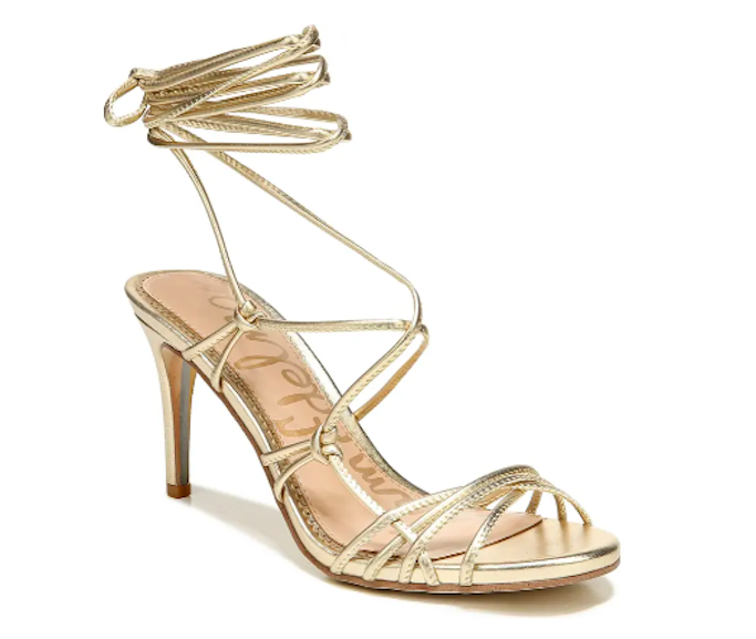 sam edelman, gold sandals, ankle wrap sandals 