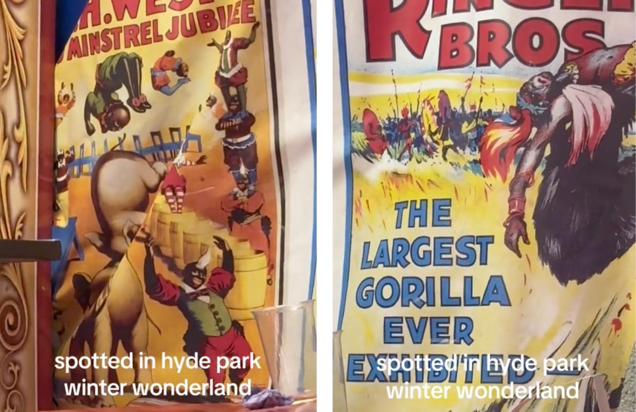 The posters with minstrel performers in Winter Wonderland. (Credit: Nazlee Radboy / TikTok)