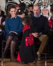 A young First Nations girl walks past Prince William, the Duke of Cambridge, and Kate, the Duchess of Cambridge, during a welcoming ceremony at the Heiltsuk First Nation in the remote community of Bella Bella, B.C., on Monday September 26, 2016. THE CANADIAN PRESS/Darryl Dyck