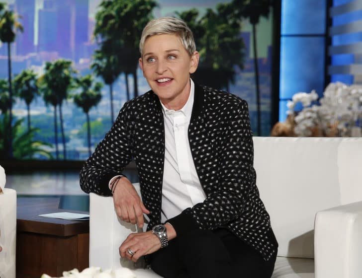 Ellen DeGeneres appears during a taping of the "The Ellen DeGeneres Show," in Burbank, Calif. on May 24, 2016.