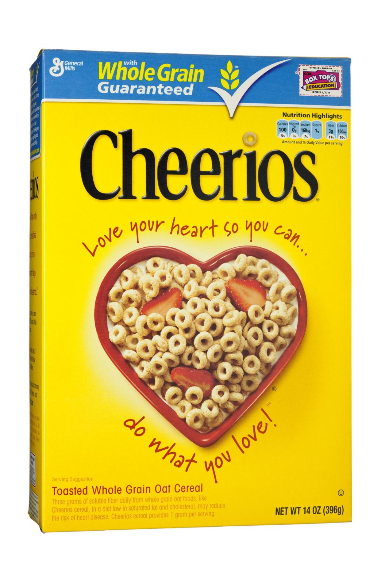 Chattanooga, USA - July 16, 2011: A box of General Mills\' Cheerios, a whole grain oat breakfast cereal.