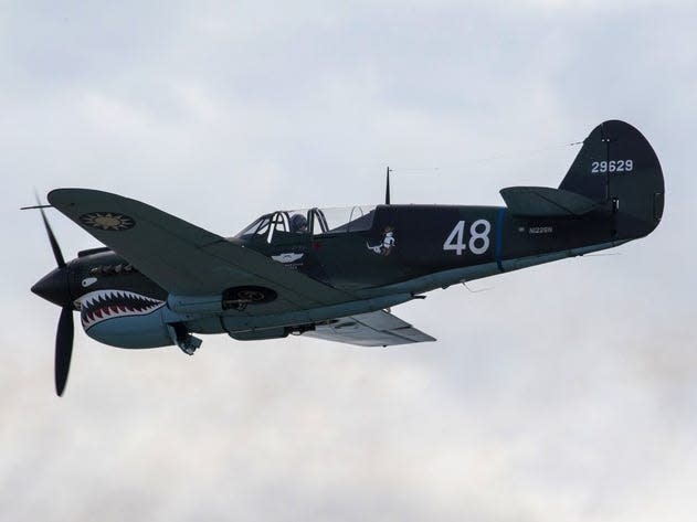 A P-40 Warhawk at an air show