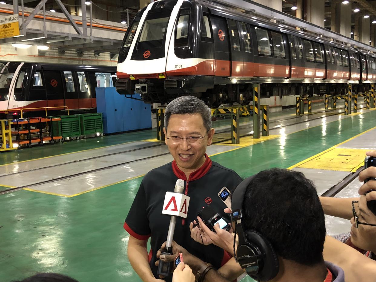 SMRT Group CEO Neo Kian Hong addresses reporters at Kim Chuan Depot on Friday, 16 November 2018. PHOTO: Nicholas Yong/Yahoo News Singapore