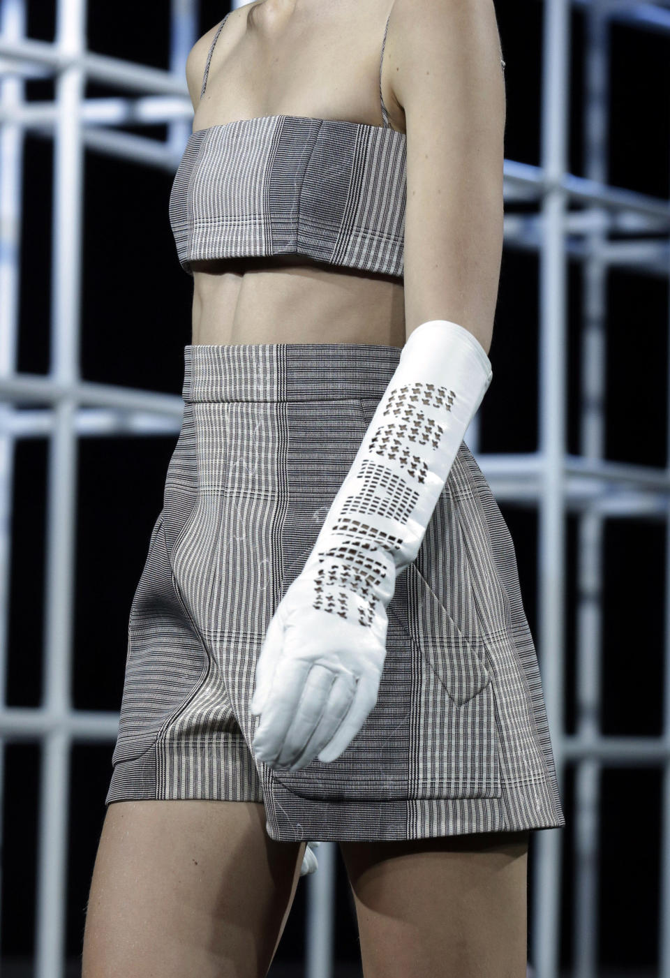 The Alexander Wang Spring 2014 collection is modeled during Fashion Week in New York, Saturday, Sept. 7, 2013. (AP Photo/Richard Drew)