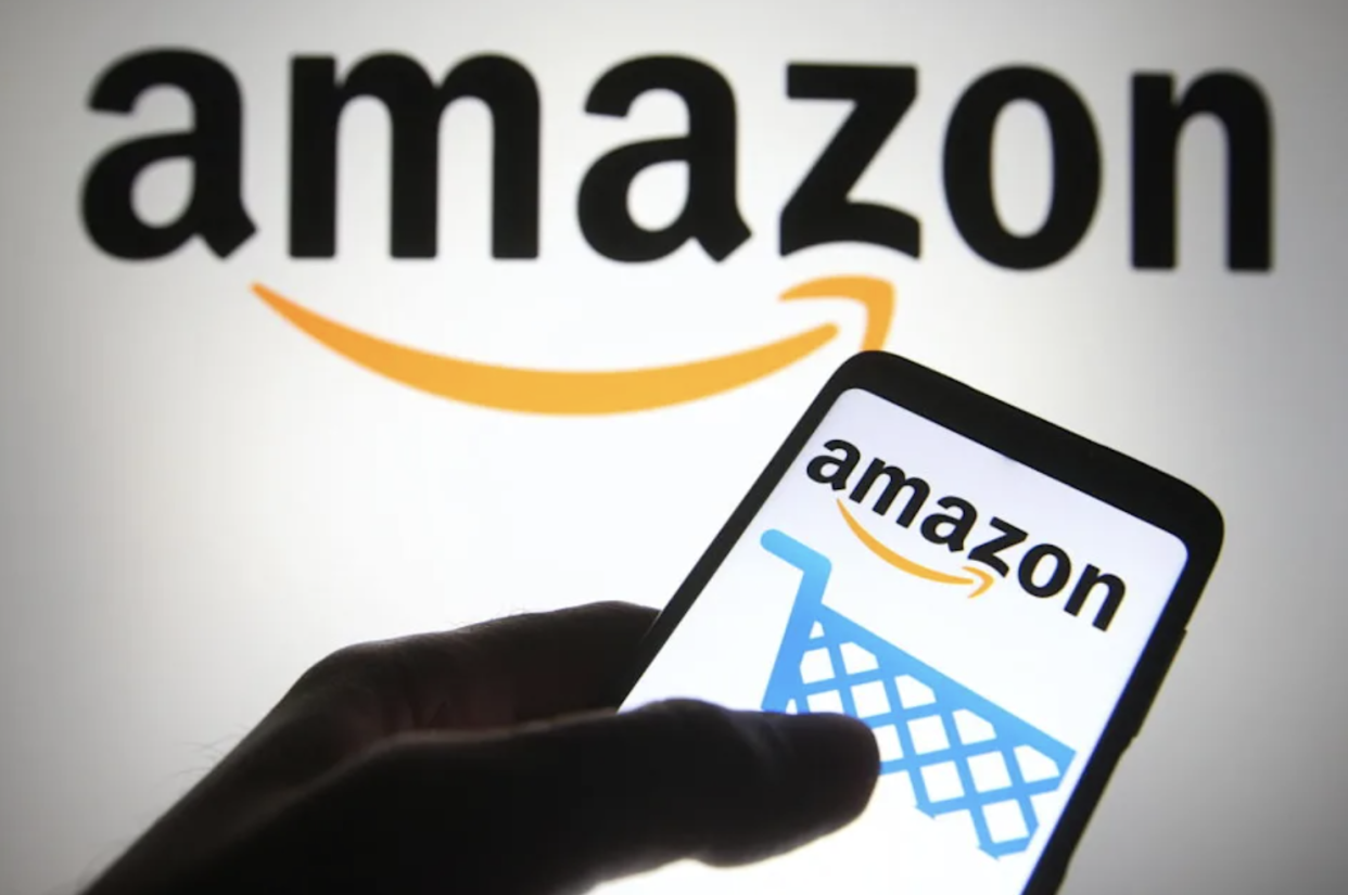 Amazon Prime Day 2022: A hand holding a phone with Amazon on the screen