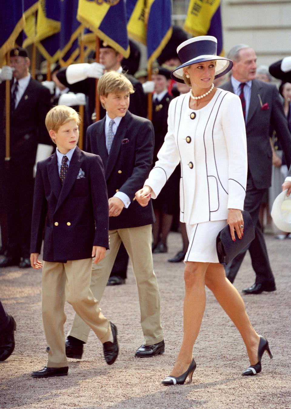 Princess Diana, Princes William and Prince Harry Attend The Vj Day 50Th Anniversary Celebrations In London. 