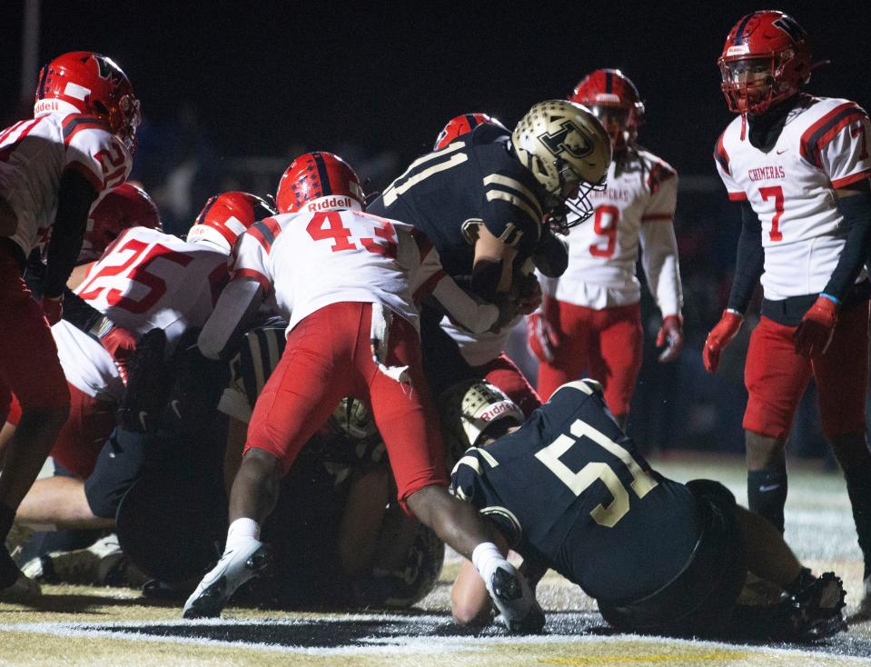 Boro’s Matt Oliphant scores a touchdown late in the game. NJSIAA Group 2 Central Section title football game between Willingboro and Point Pleasant Boro. 
Point Pleasant Borough, NJ
Friday, November 10, 2023