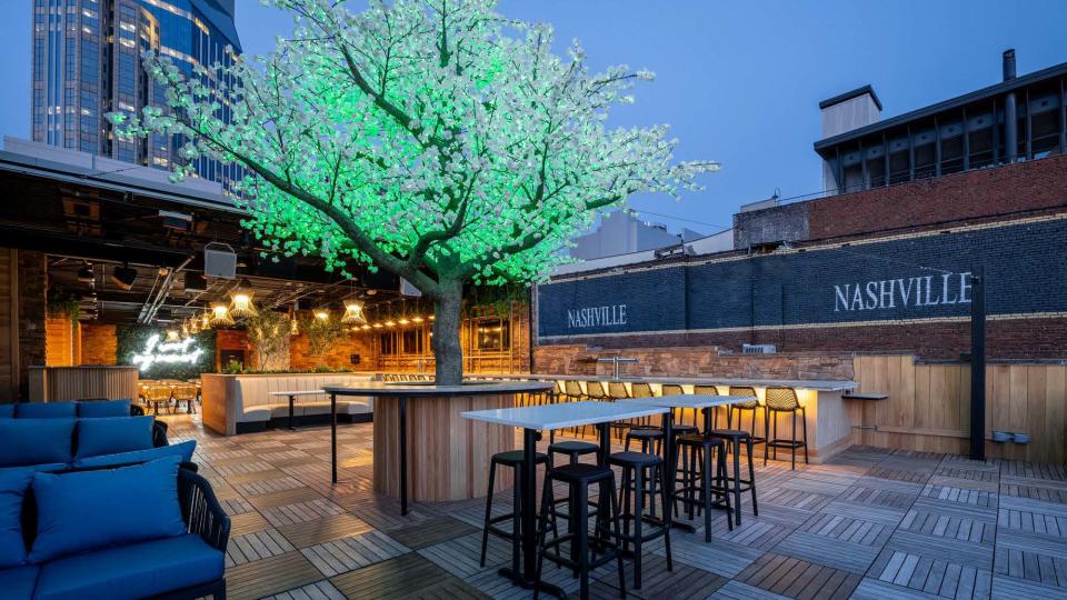 Rendering of the new Nashville Live! rooftop concept, AVA Rooftop Bar, on 2nd Ave. It will open Friday, March 8. 50,000-square-foot entertainment venue will offer people views of stunning, downtown Nashville.