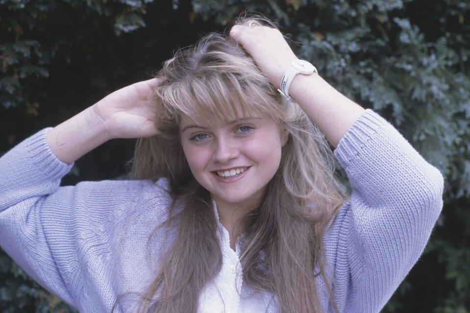 Danniella Westbrook pictured on the set of the BBC soap opera 'EastEnders', December 18th 1985. (Photo by Don Smith/Radio Times/Getty Images)