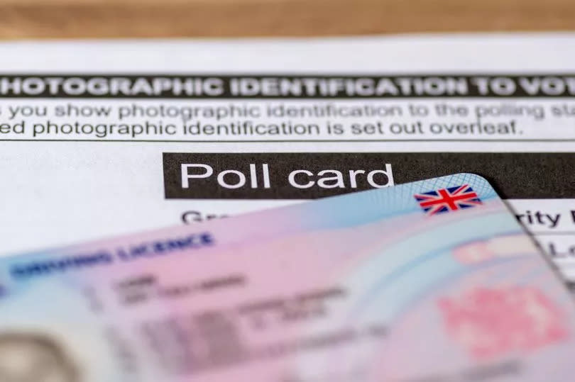 An official poll card for government elections and a UK photo driving licence as prove of identity.