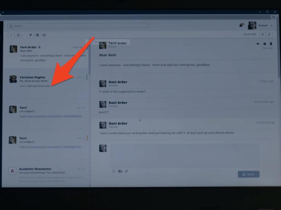 arrow pointing to email on computer in a midsommar scene