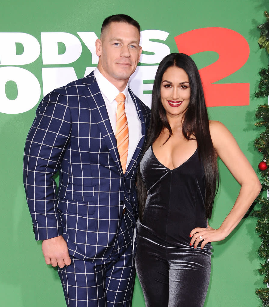 John Cena and Nikki Bella attend a movie premiere on Nov. 5, 2017. (Photo: Jason LaVeris/FilmMagic)