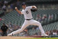 Detroit Tigers pitcher Matt Manning throws against the Milwaukee Brewers in the fourth inning of a baseball game in Detroit, Wednesday, Sept. 15, 2021. (AP Photo/Paul Sancya)