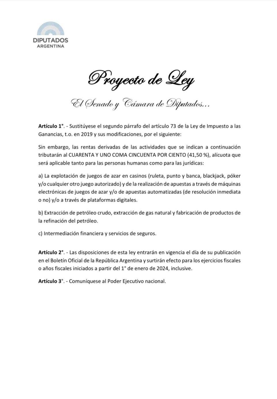 El proyecto presentado por los diputados de UxP.