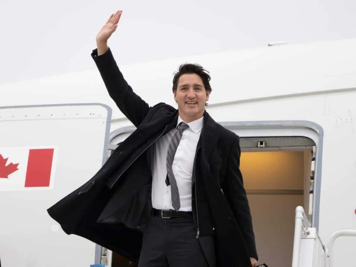 Prime Minister Justin Trudeau departs on a government plane Wednesday, Nov. 17, 2021, in Ottawa. Trudeau flew to Washington for meetings at the White House. (Adrian Wyld/The Canadian Press - image credit)