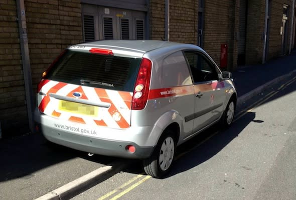 poorly parked traffic warden