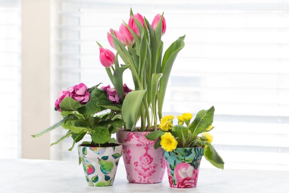 Fabric-Covered Flower Pot