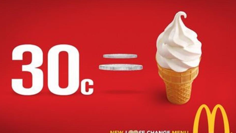 McDonalds proudly boasted a 30c pricetag for its soft serves in 2012, now the price is 283 per cent higher.