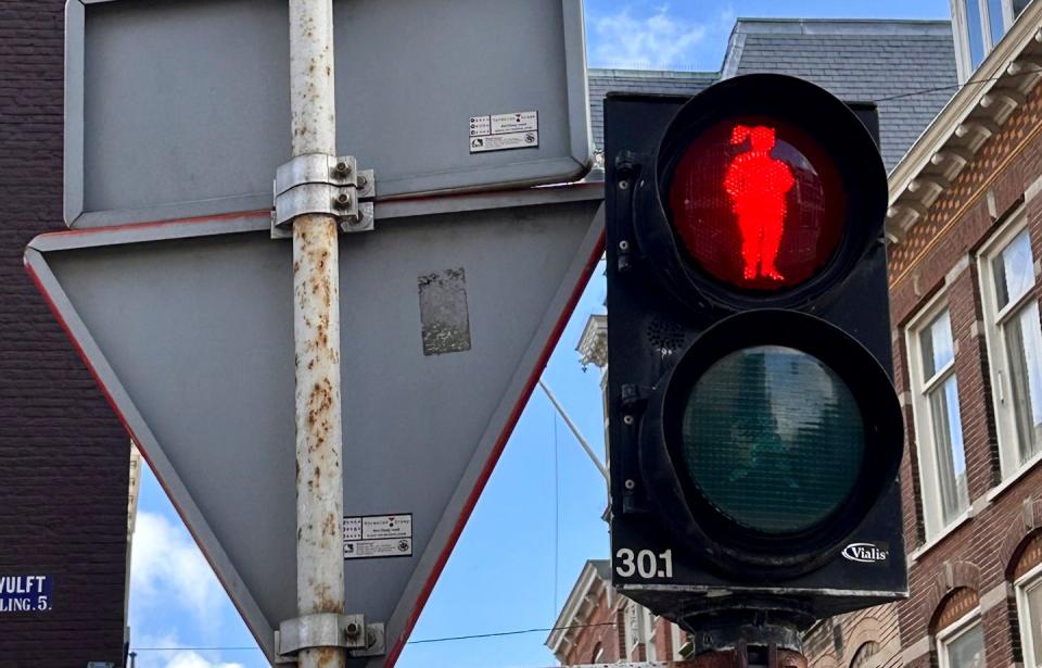 The red version of Sophie has breasts, which some cities remove