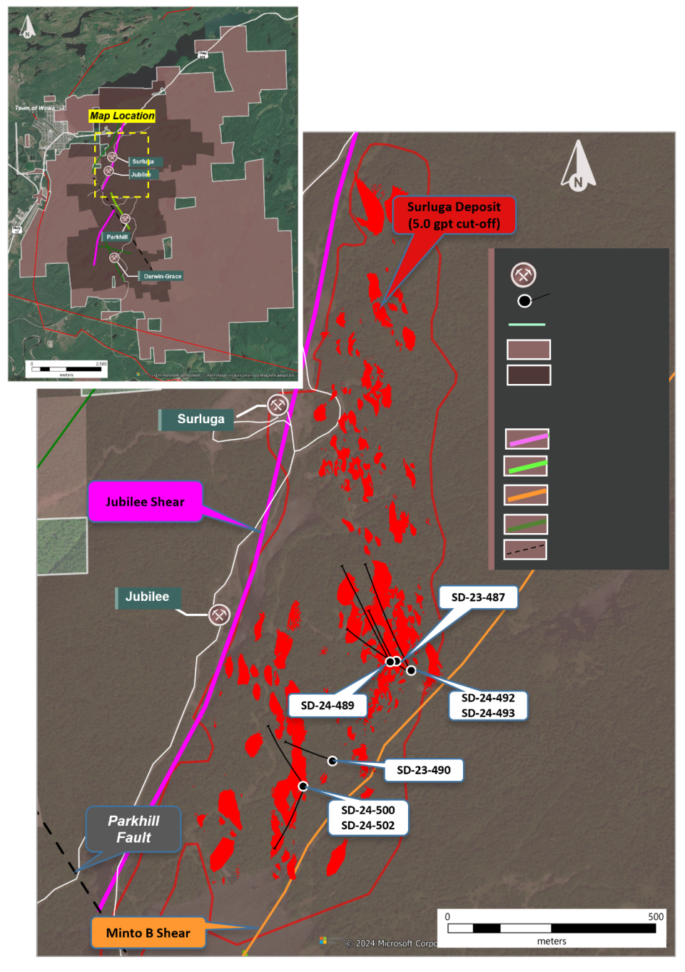 Figure 1 - Location of Diamond Drilling Results