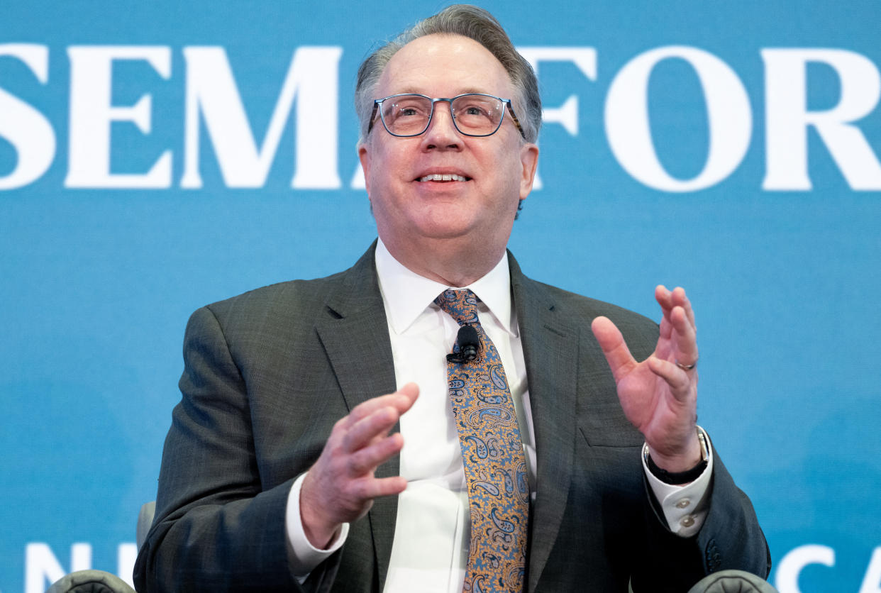 John Williams, President and CEO of the Federal Reserve Bank of New York, speaks during the Semafor 2024 World Economy Summit in Washington, DC, on April 18, 2024. (Photo by SAUL LOEB / AFP) (Photo by SAUL LOEB/AFP via Getty Images)