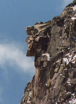 The Old Man of the Mountain on Cannon Mountain in Franconia, N.H., pictured April 26, 2003, one week before the ledge collapsed. File Photo by Jeffrey Joseph/Wikimedia