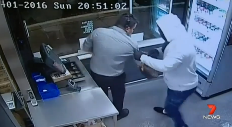 He then grabs the manager. Photo: 7 News