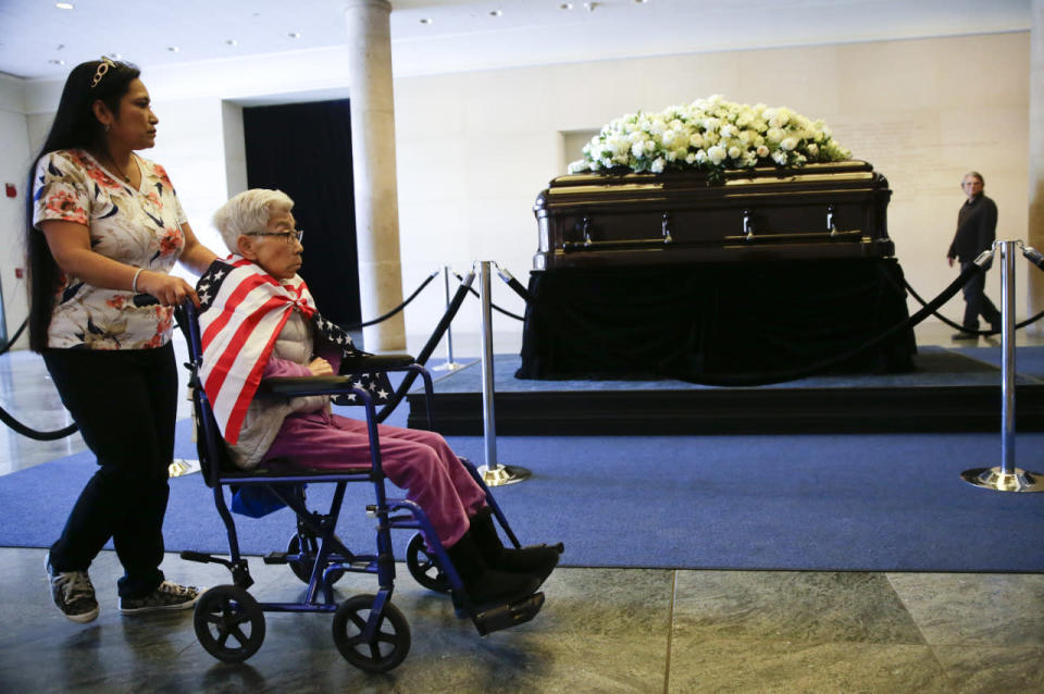 Mother and daughter pay their respects