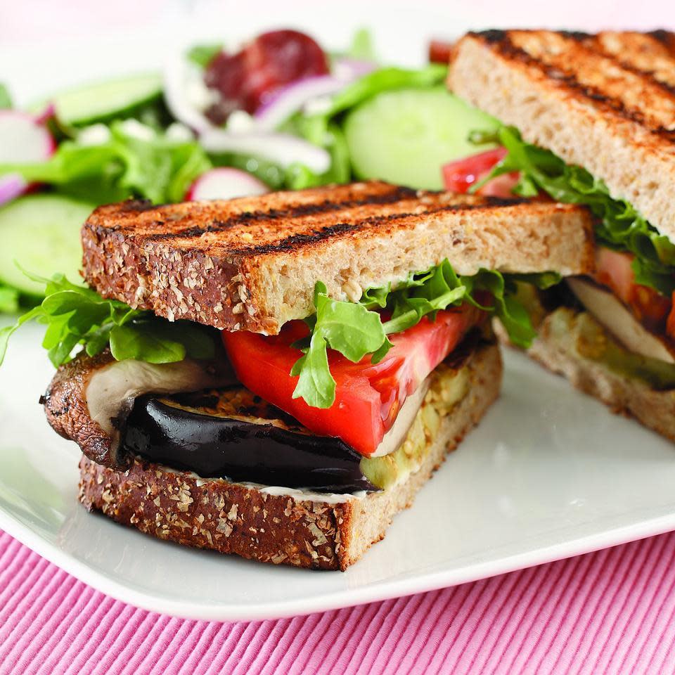 Grilled Eggplant & Portobello Sandwich