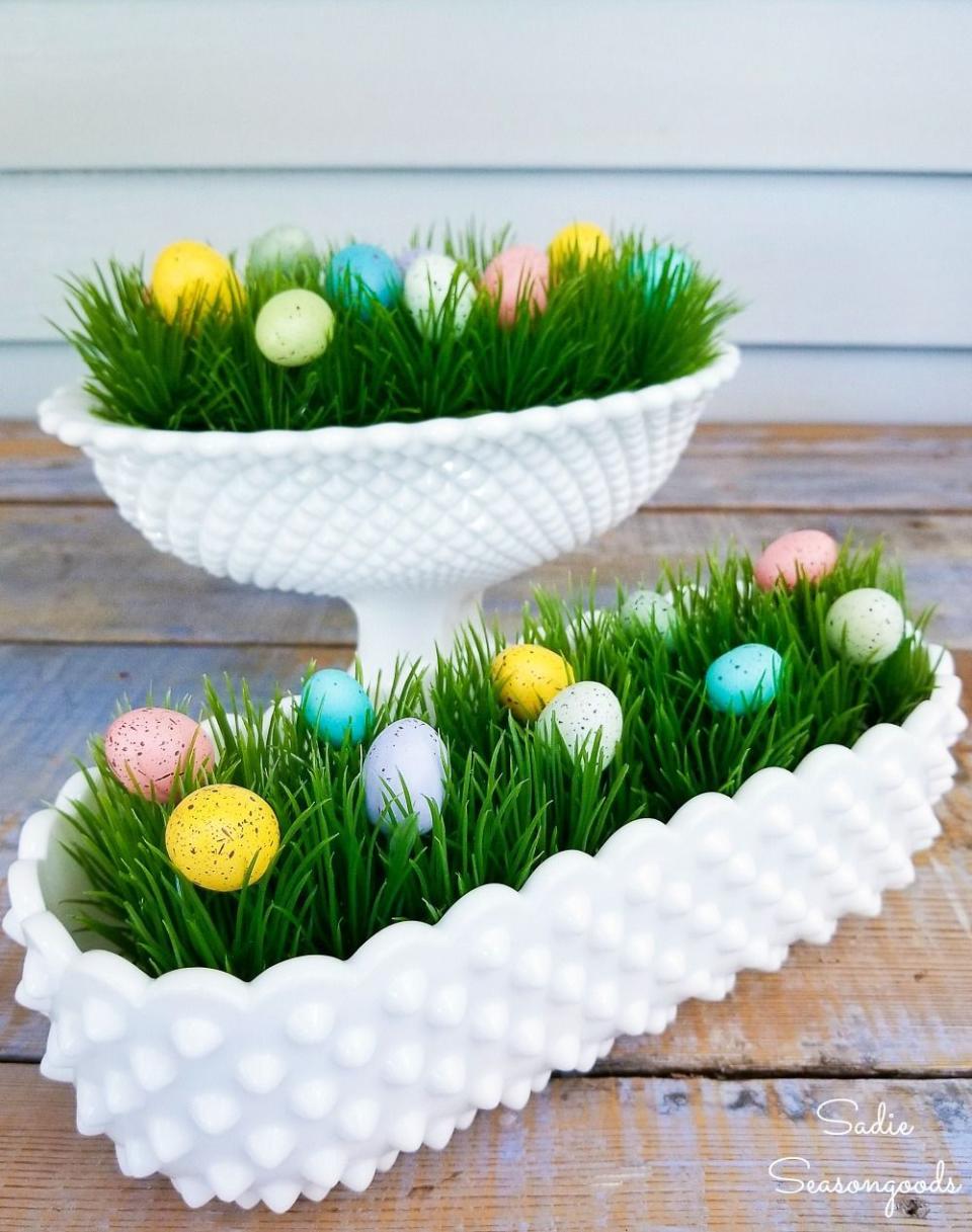 milk glass decor easter decorations