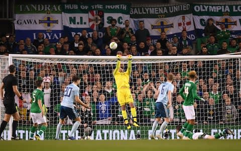 Darren Randolph watches the ball sail over the bar - Credit: getty images