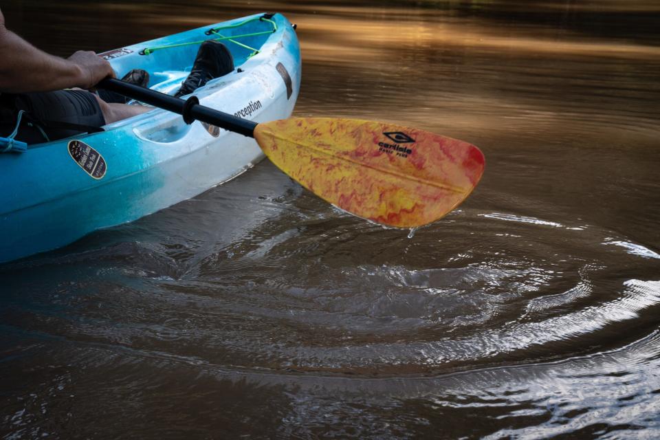 Claudia Hauser (Hauser and Hauser Farms) kayaks the Verde River, Oct. 3, 2022, near Camp Verde, Arizona.