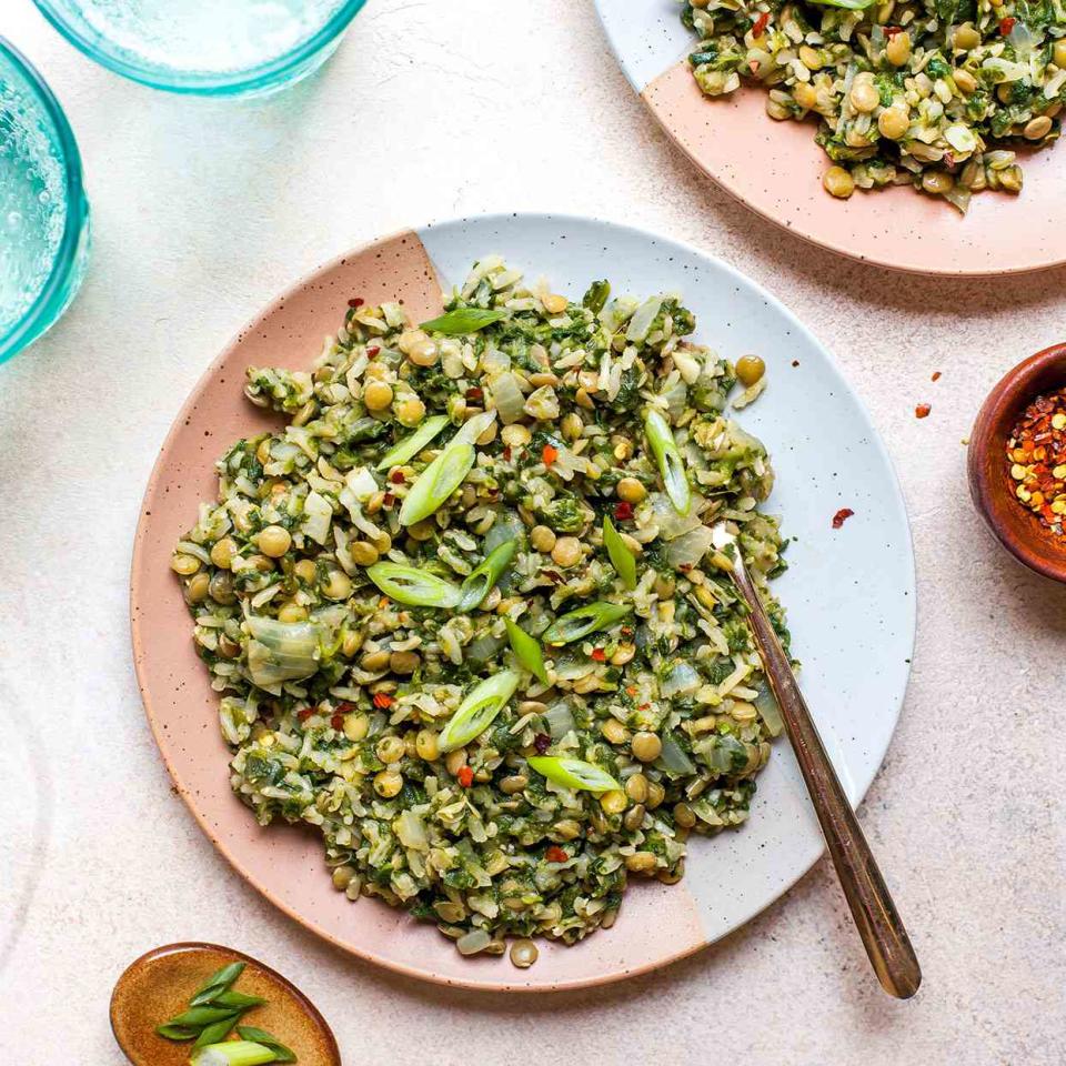 One-Pot Lentils & Rice with Spinach