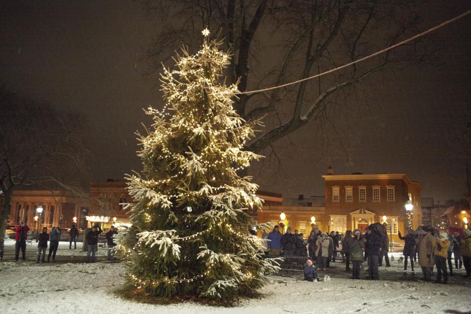 The annual tree lighting in Washington Square kicks off the month-long Christmas in Newport celebration.