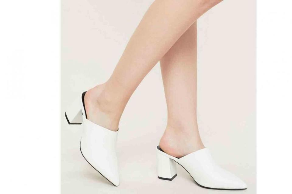 White Halo Pointed Closed Mules