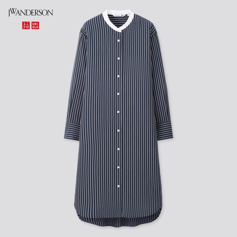 WOMEN RAYON STAND COLLAR SHIRT DRESS (JW ANDERSON)