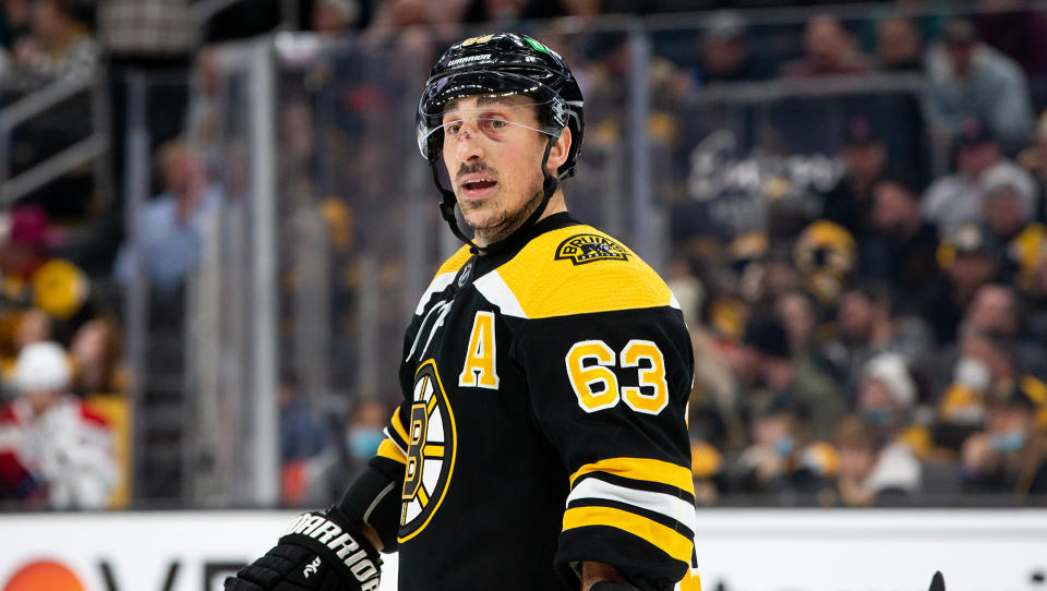 Brad Marchand feels he didn't deserve a six-game suspension for his altercation with Tristan Jarry. (Photo by Richard T Gagnon/Getty Images)