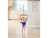 <b>Jolly Jumper on a Stand by Jolly Jumper</b><br><br>The Jolly Jumper on a Stand is a baby exerciser port-a-stand that is great for any child in the pre-walking stage. The Jolly Jumper helps baby improve balance and develop rhythm while strengthening muscles and developing coordination. Firm support for your baby's spine ensures bones will develop properly and posture will remain upright. Suggested price $69.99, recommended age 3 to 11 months.