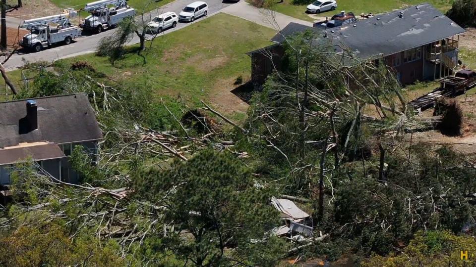 NewsDrone 2 flies over tornado damage in Rockdale County