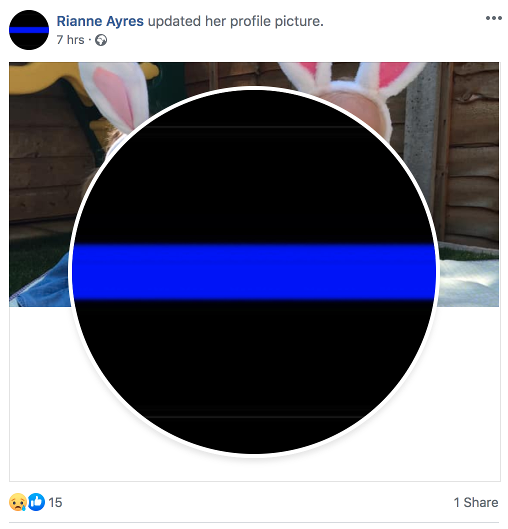 Another of PC Harper's friends who changed their picture to the "thin blue line". (Facebook)