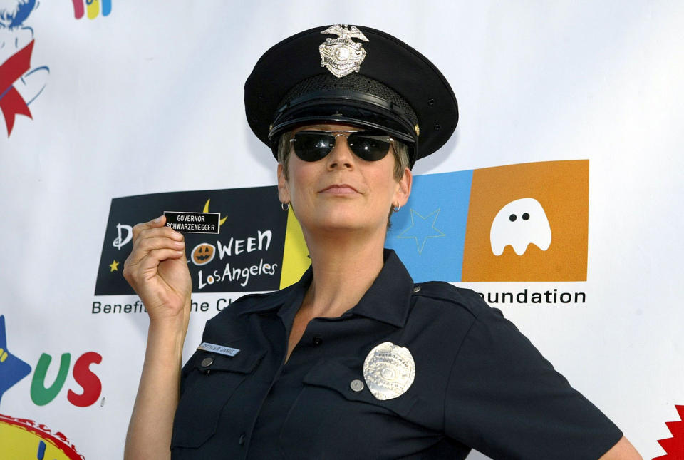 <p>Jamie Lee Curtis at the Dream Halloween, LA fundraiser in 2003. (E CHARBONNEAU /BEI/REX/Shutterstock) </p>