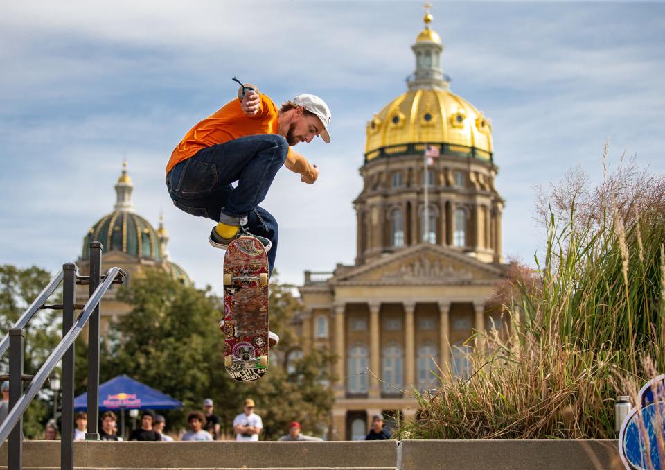 Taylor Olson of Iowa City competed in the Des Moines Streetstyle Open outside of the State Capitol last year in Des Moines.