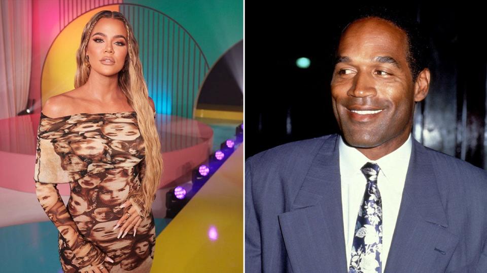 Side by side photos of Khloe Kardashian and OJ Simpson