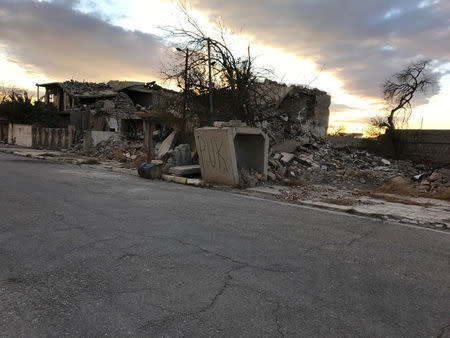 Destroyed buildings are seen in the city of Sinjar, Iraq November 24, 2017. Picture taken November 24, 2017. REUTERS/Raya Jalabi