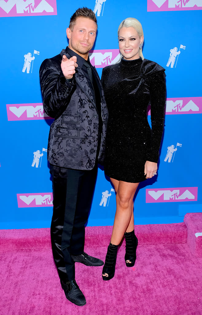 <p>Mike “The Miz” Mizanin and Maryse Ouellet attend the 2018 MTV Video Music Awards at Radio City Music Hall on August 20, 2018 in New York City. (Photo: Matthew Eisman/FilmMagic) </p>