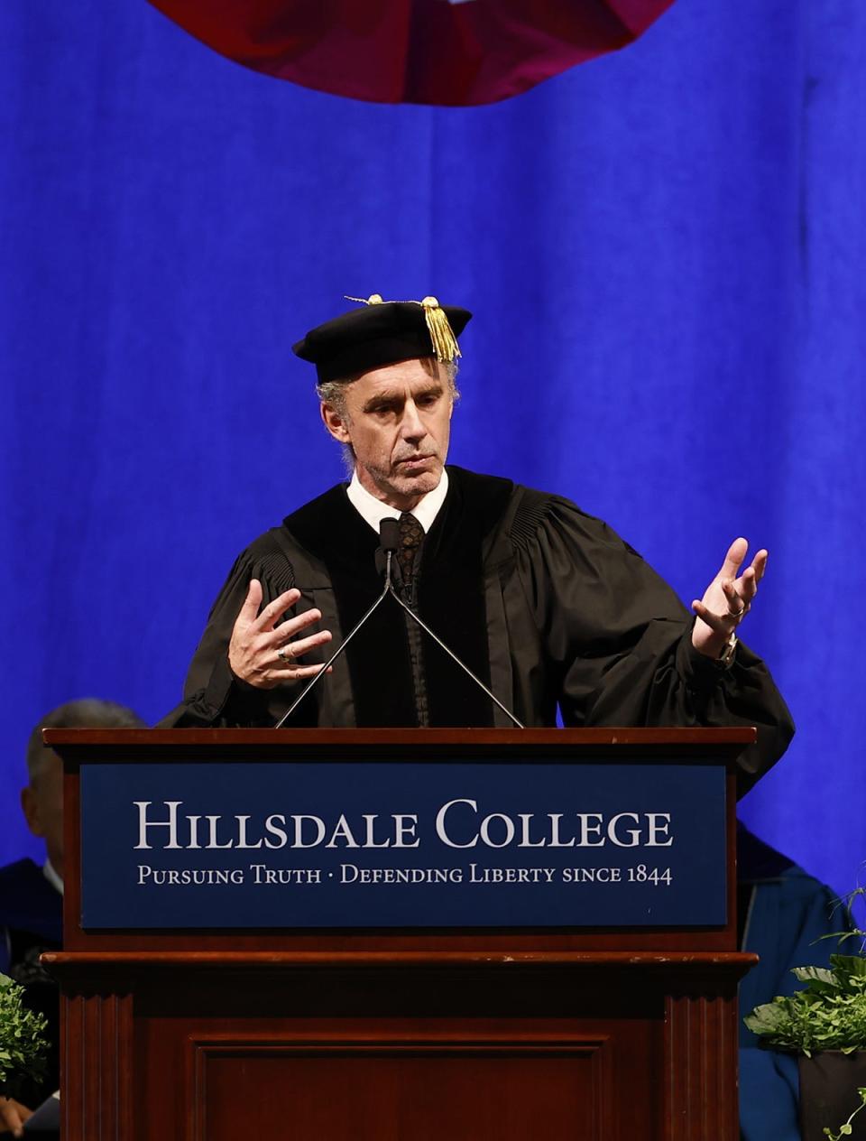 Jordan B. Peterson, author, clinical psychologist, and professor emeritus at the University of Toronto, delivered the keynote address at Saturday's Hillsdale College commencement ceremony.