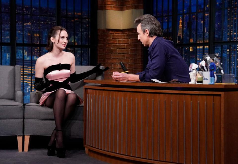 Maude Apatow on “Late Night With Seth Meyers” on February 24, 2022. - Credit: Lloyd Bishop/NBC