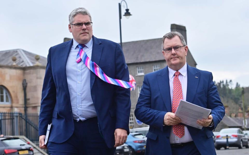 Sir Jeffrey with Gavin Robinson, who has been made interim leader